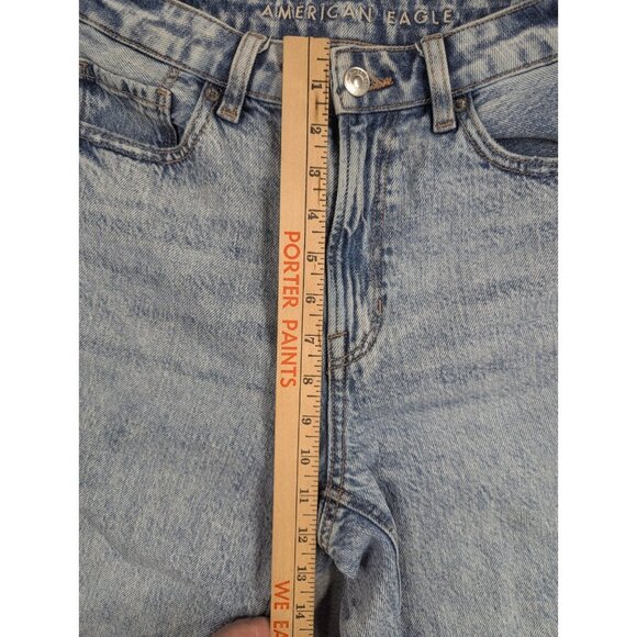 American Eagle Jeans Womens Size 6 Blue Mom Straight Distressed Whiskers Casual - Picture 8 of 16